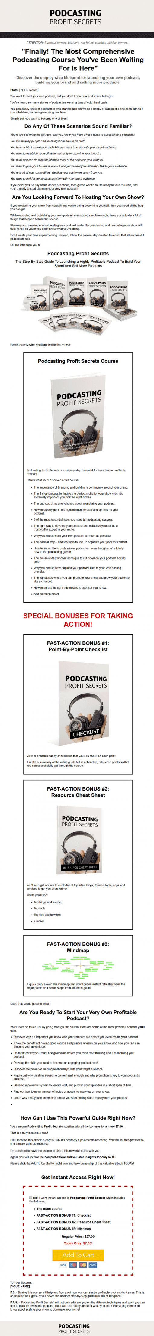 Podcasting Profit Secrets Ebook and Videos MRR