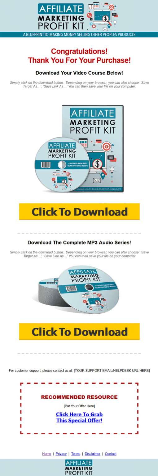 Affiliate Marketing Profit Kit Ebook and Videos MRR