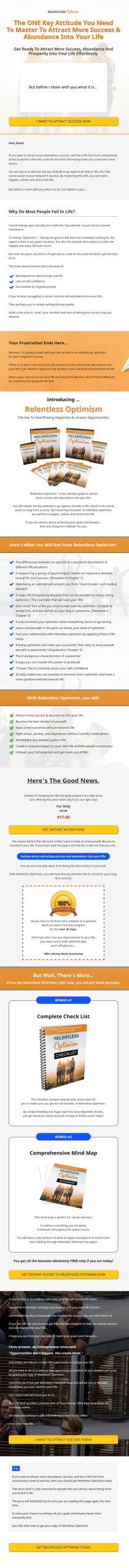 Relentless Optimism Ebook and Videos Master Resale Rights
