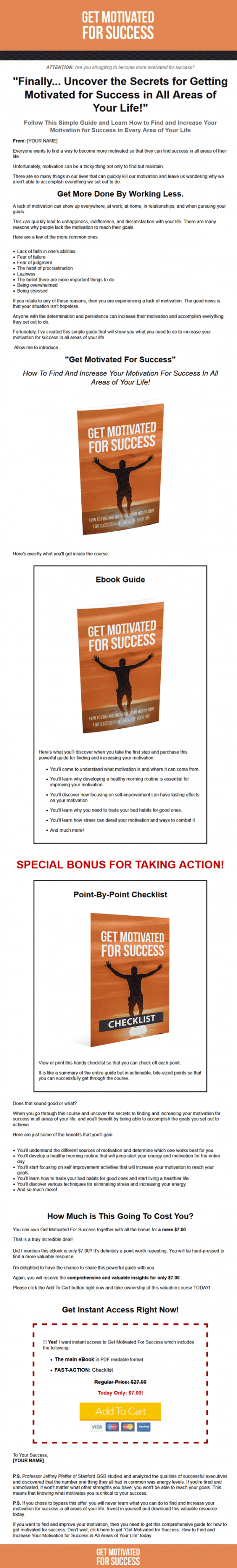 Get Motivated For Success Ebook MRR