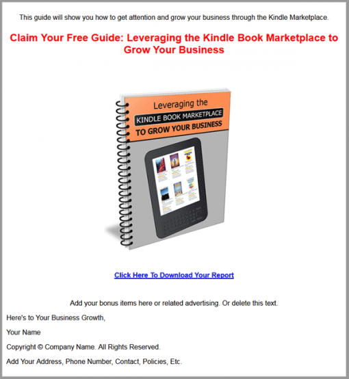 Leveraging The Kindle Book Marketplace Ebook MRR