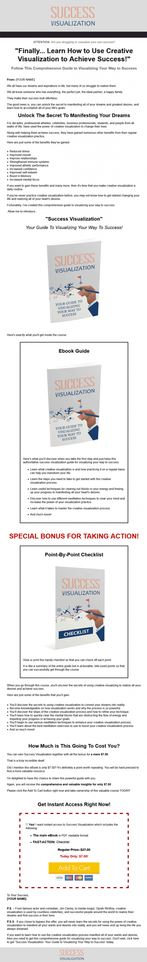 Success Visualization Ebook with Master Resale Rights