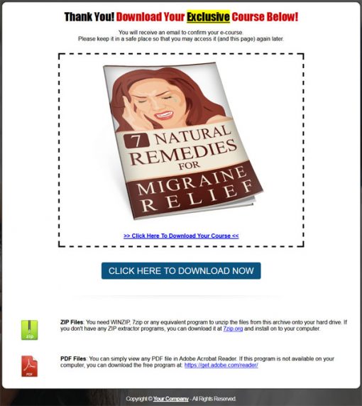 Natural Remedies For Migraine Relief PLR List Building Report