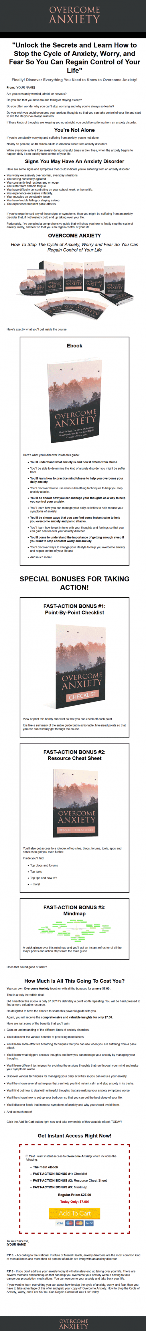 Overcome Anxiety Ebook and Videos with Master Resale Rights