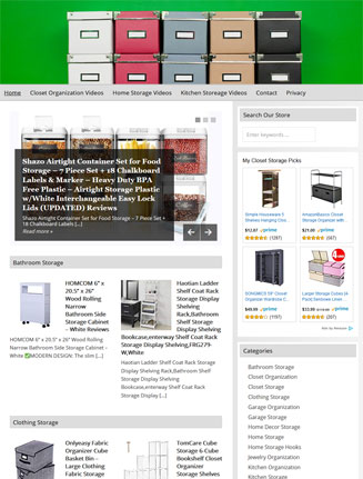 Storage and Organization PLR Website Amazon Store