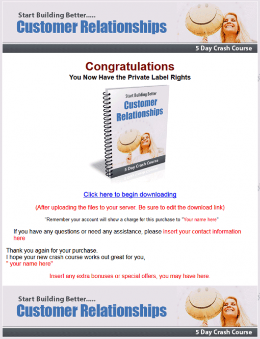 Better Customer Relationships PLR Autoresponder Messages