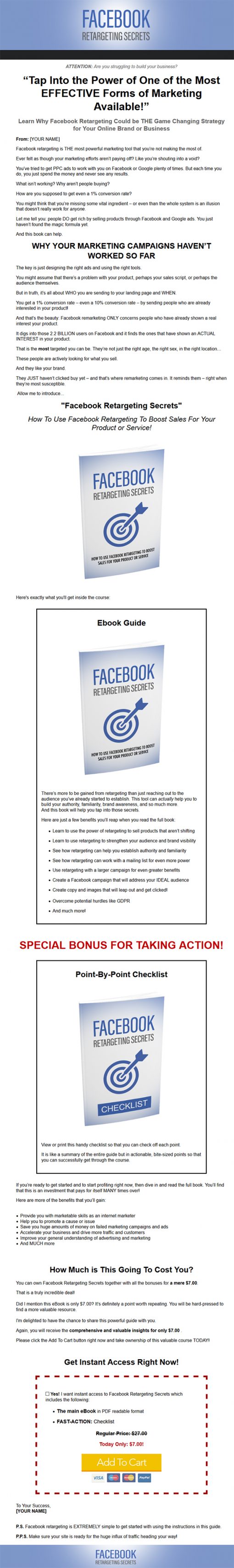 Facebook Retargeting Secrets Ebook MRR