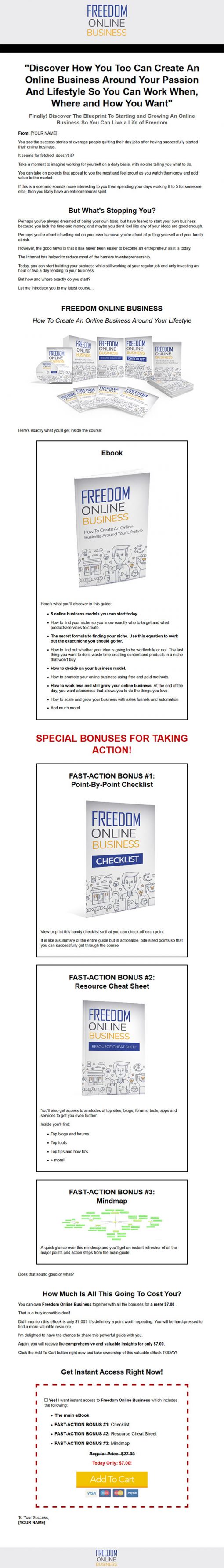 Freedom Online Business Ebook and Videos MRR