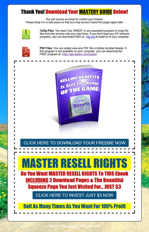 Selling Benefits Ebook MRR