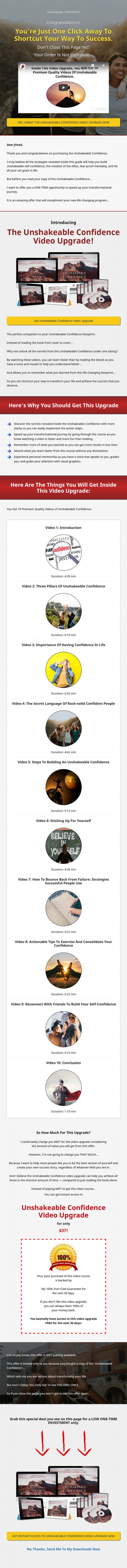 Unshakeable Self-Confidence Ebook and Videos MRR