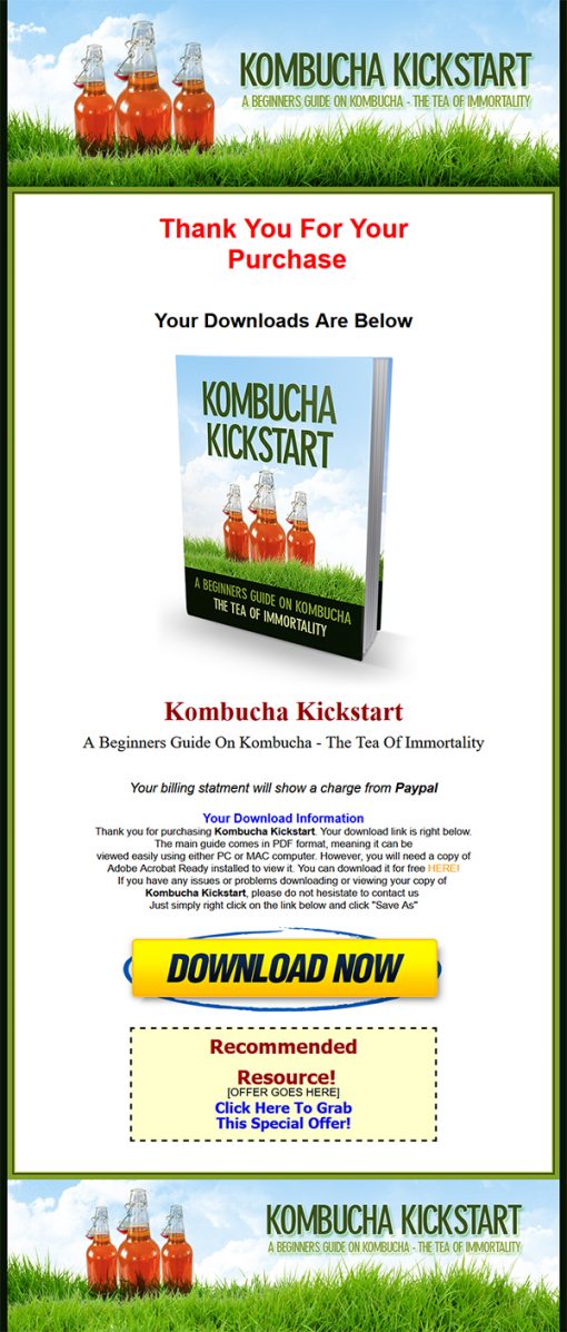 Kombucha Kickstart Ebook and Videos MRR