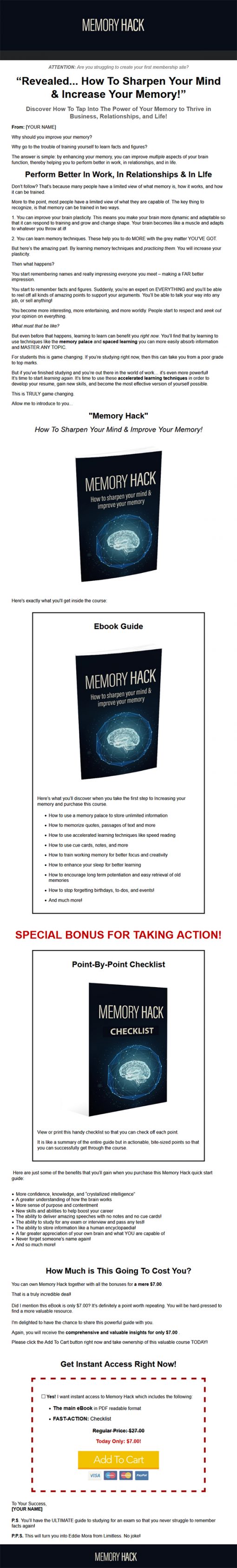 Memory Hack Ebook with Master Resale Rights