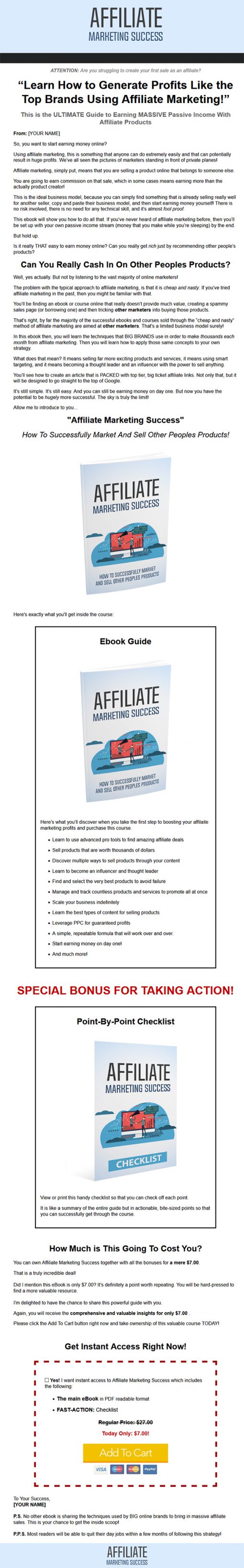 Affiliate Marketing Success Ebook MRR