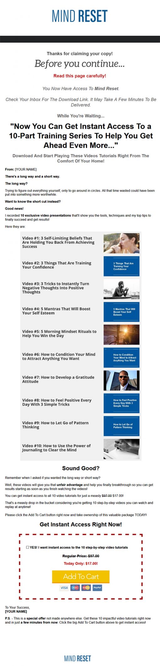 Mind Reset Ebook and Videos MRR