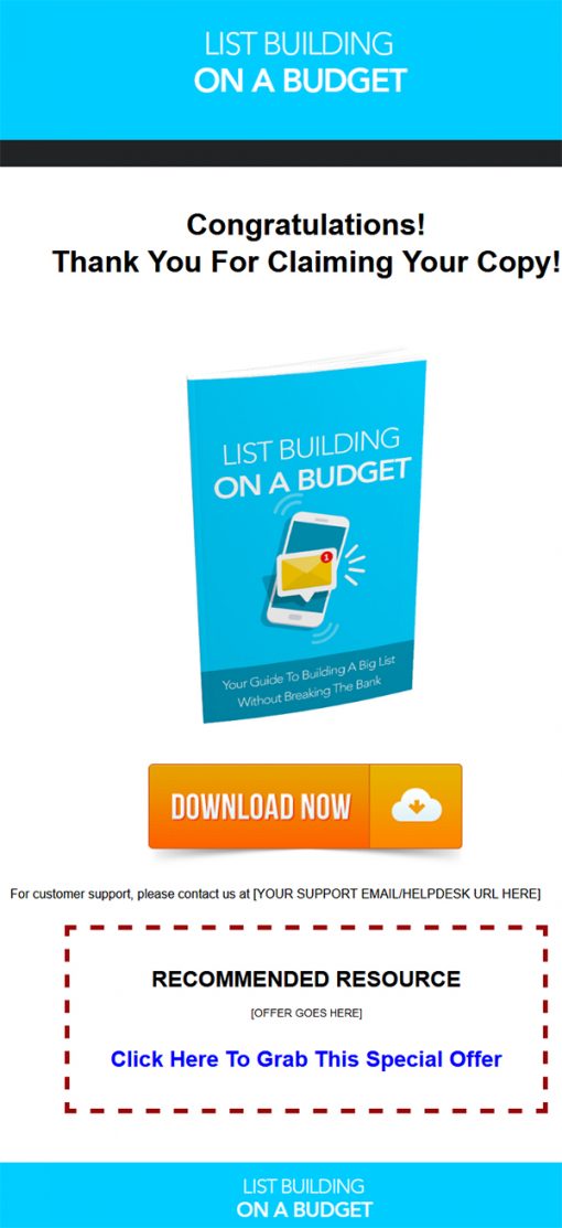 List Building on a Budget Ebook MRR