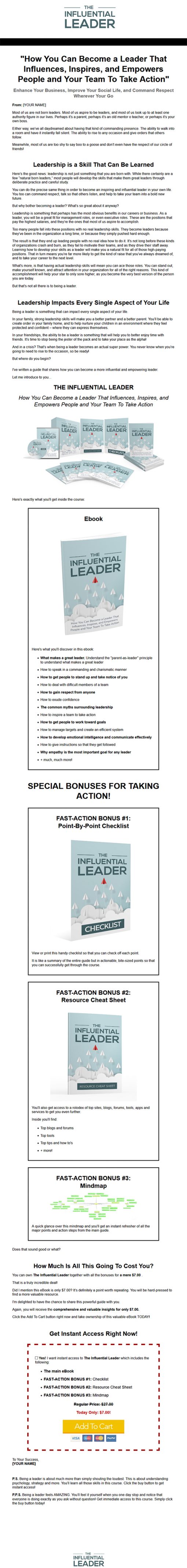 The Influential Leader Ebook and Videos MRR