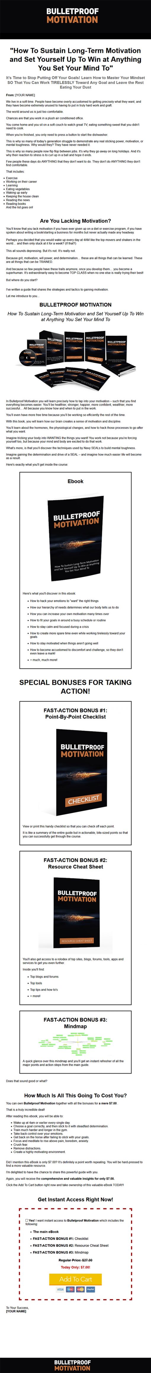 Bulletproof Motivation Ebook and Videos MRR