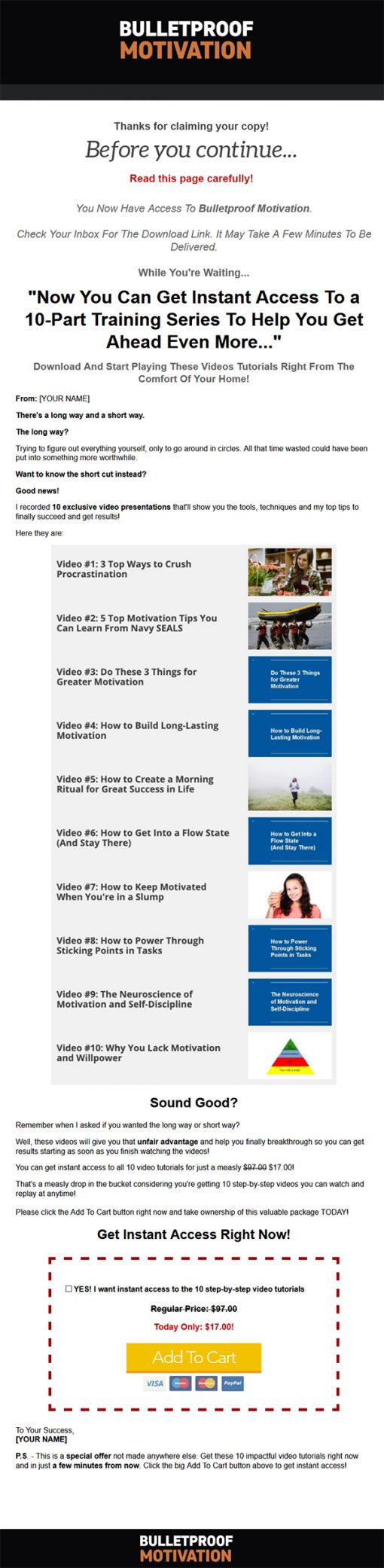 Bulletproof Motivation Ebook and Videos MRR