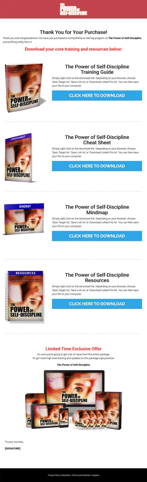Power of Self Discipline Ebook and Videos MRR