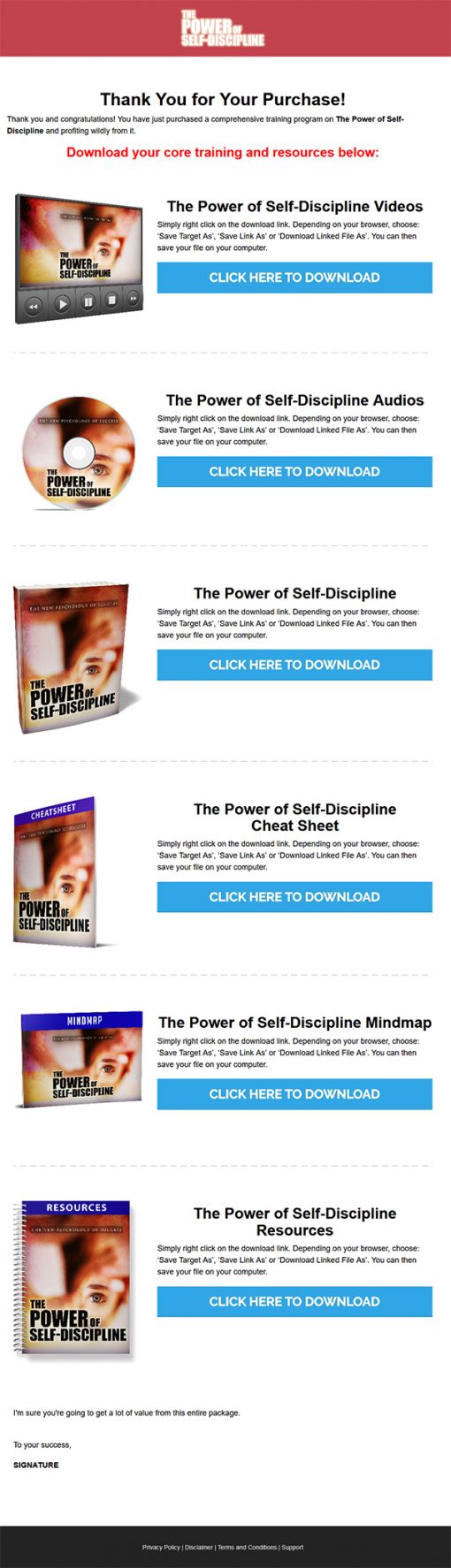 Power of Self Discipline Ebook and Videos MRR