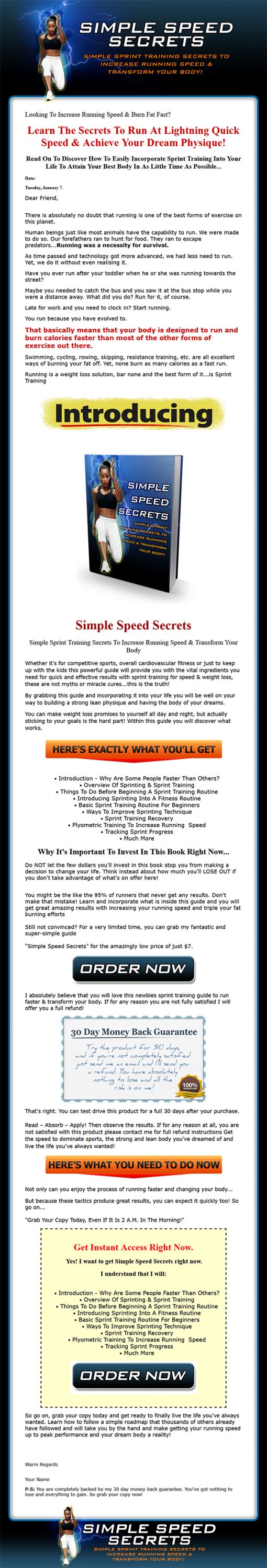 Running - Simple Speed Secrets Ebook and Videos MRR