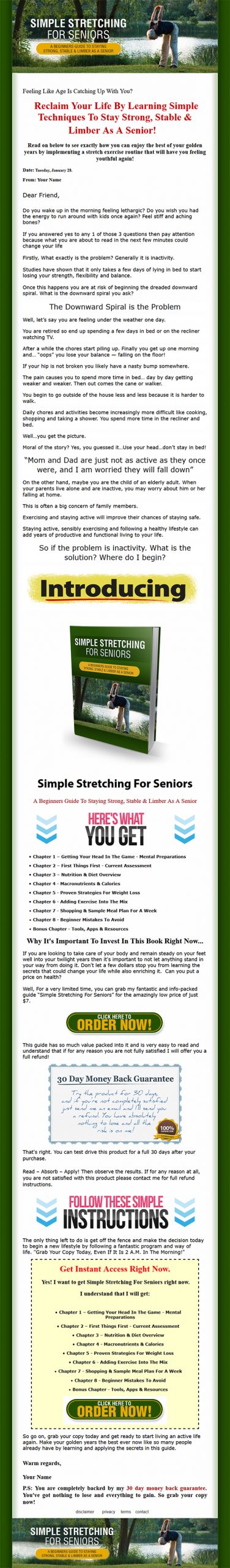 Simple Stretching for Seniors Ebook and Videos MRR