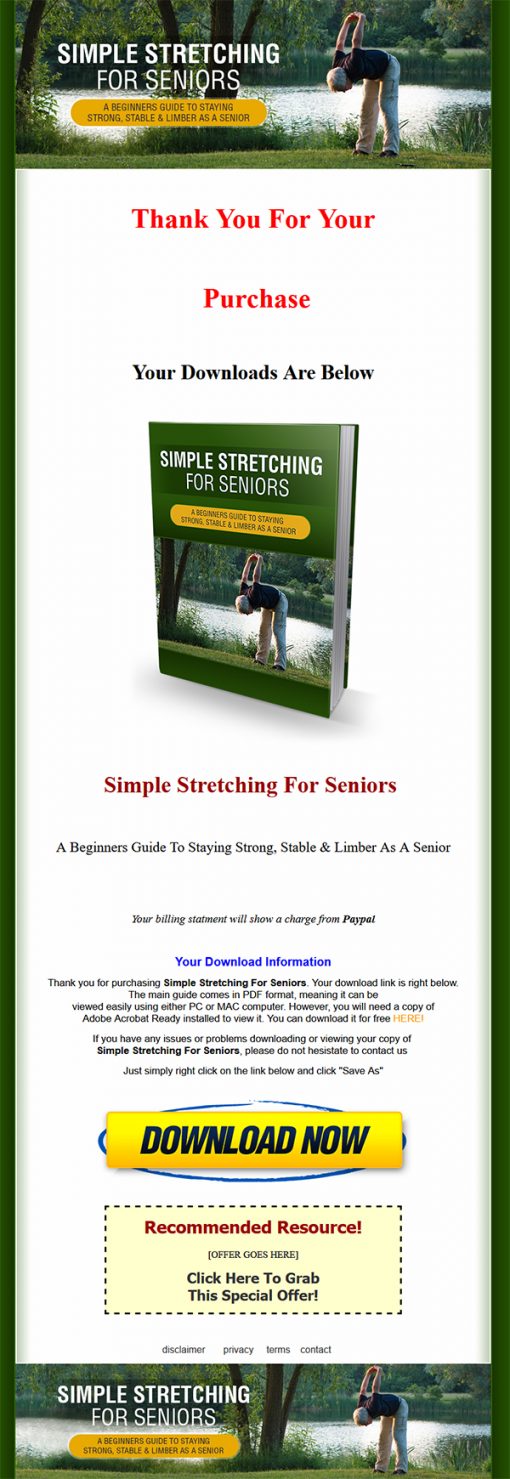 Simple Stretching for Seniors Ebook and Videos MRR