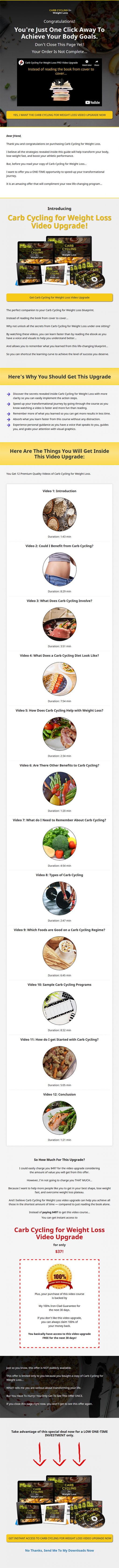 Carb Cycling for Weight Loss Ebook and Videos MRR