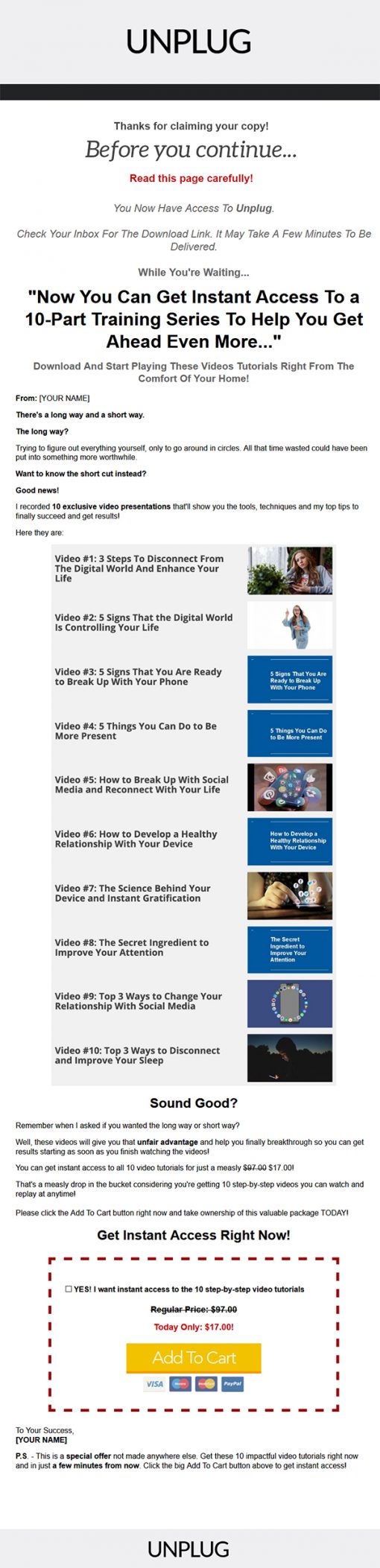 Unplug from the Digital World Ebook and Videos MRR