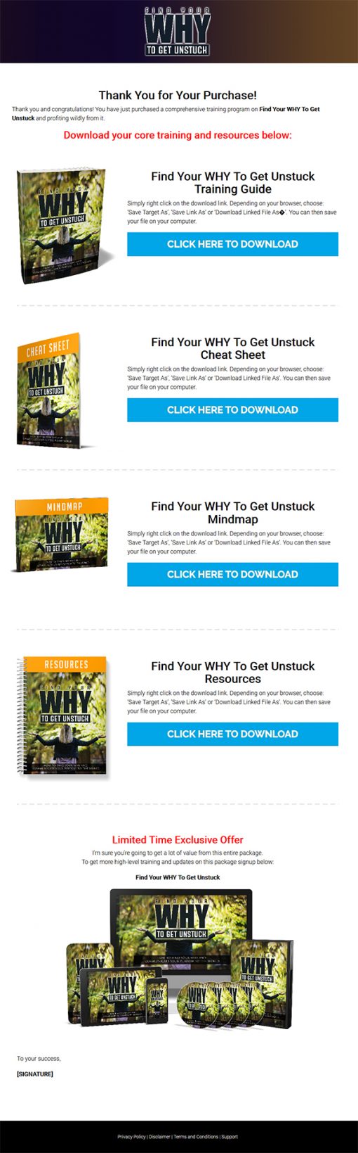 Find Your Why to Get Unstuck Ebook and Videos MRR