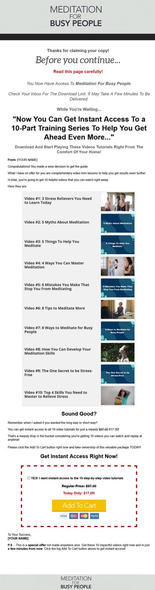 Meditation for Busy People Ebook and Videos MRR