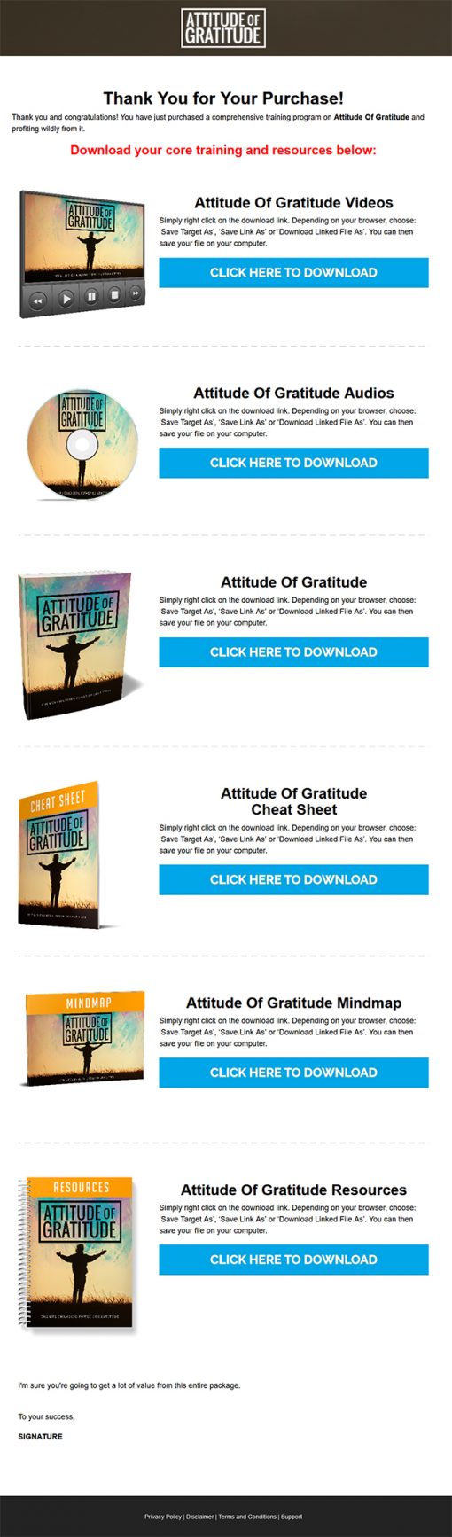 Attitude of Gratitude Ebook and Videos MRR