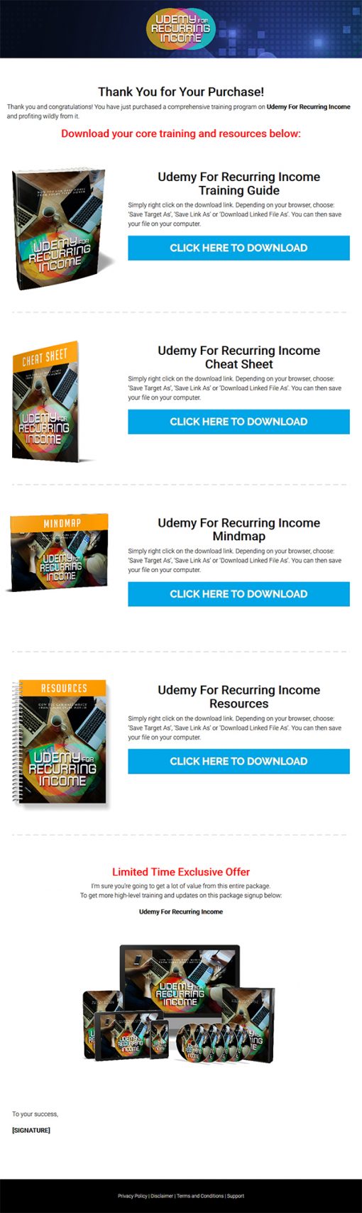 Udemy for Recurring Income Ebook and Videos MRR