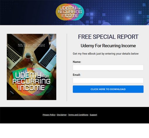 Udemy for Recurring Income Ebook and Videos MRR