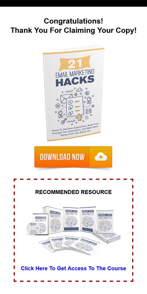 21 Email Marketing Hacks Ebook MRR