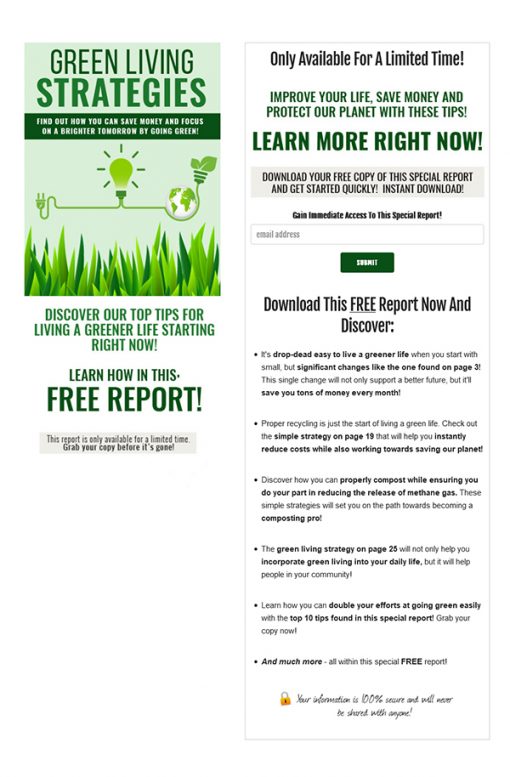 Green Living Strategies PLR Ebook and Autoresponder Messages
