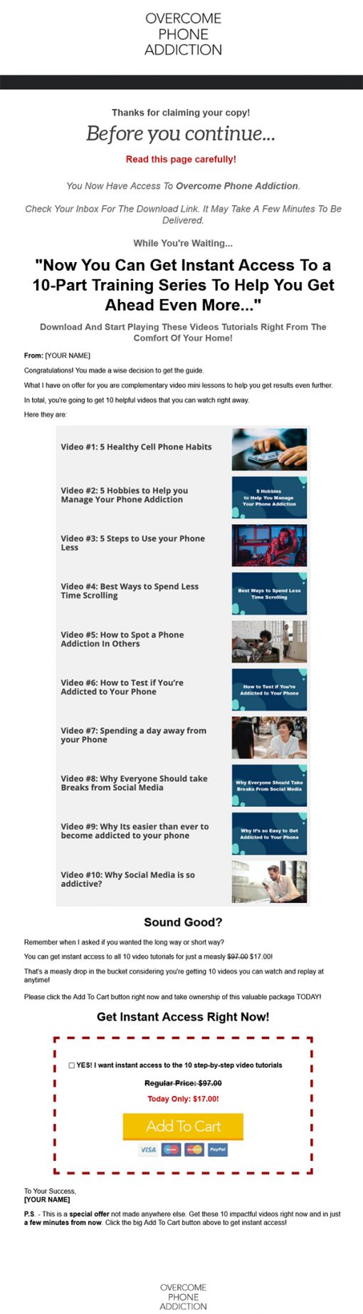 Overcome Phone Addiction Ebook and Videos MRR