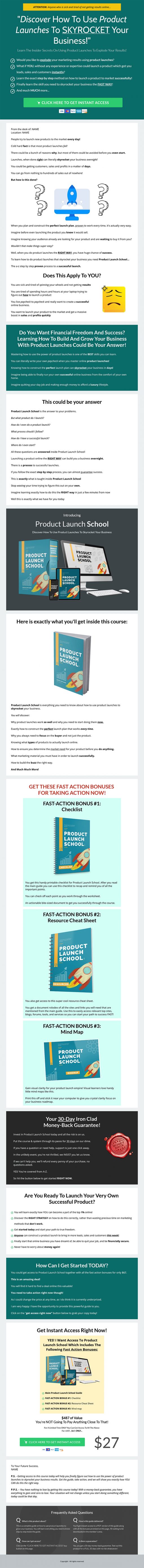 Product Launch School Ebook and Videos MRR
