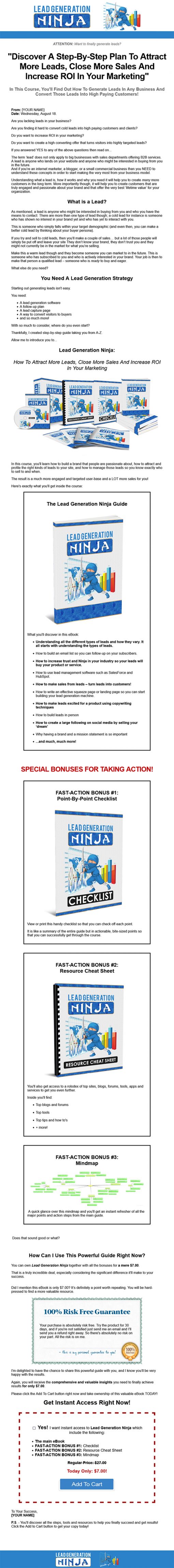 Lead Generation Ninja Ebook and Videos MRR