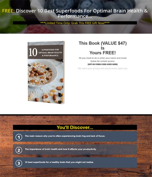 10 Superfoods for Optimal Brain Health and Performance Ebook MRR