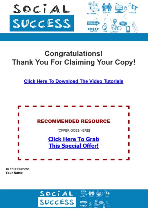 Social Success Ebook and Videos MRR