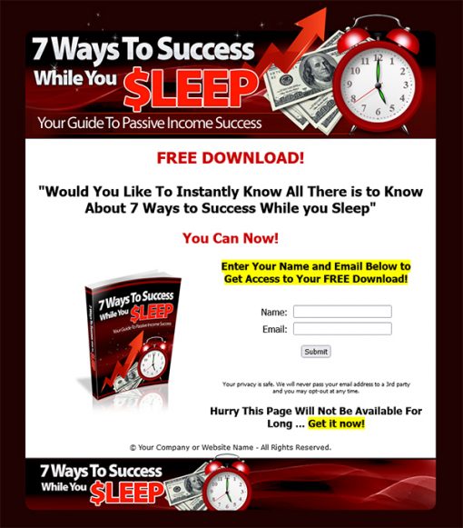 7 Ways to Success While You Sleep Ebook MRR