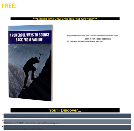 7 Powerful Ways to Bounce Back from Failure Ebook MRR