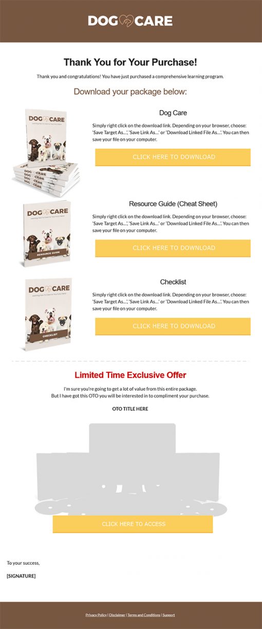 Dog Health Ebook MRR Minisite Thank You