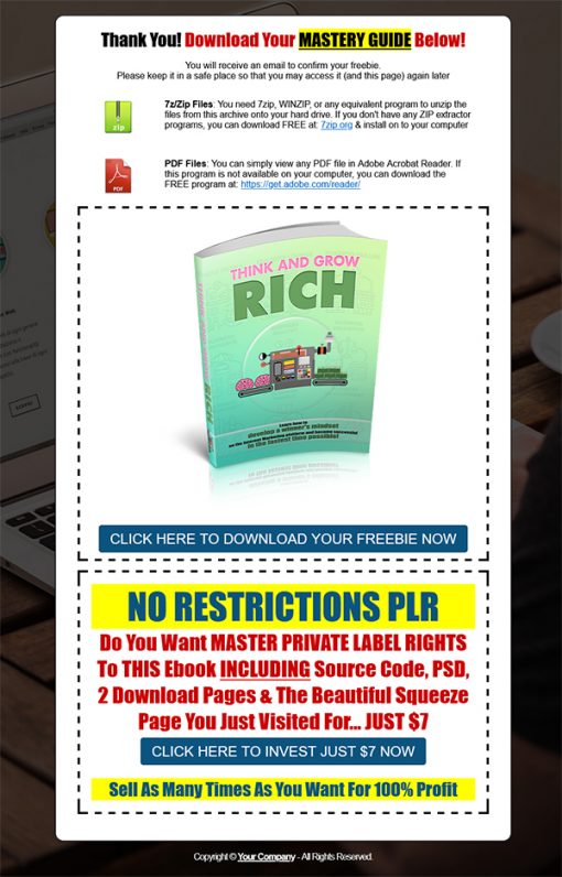 Think and Grow Rich PLR Report