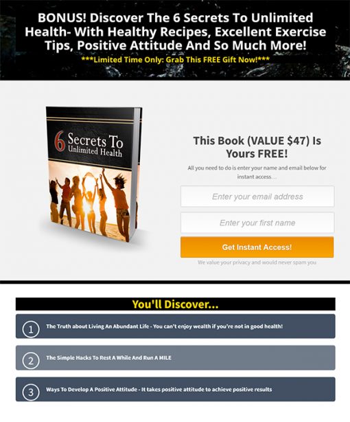 6 Ways to Unlimited Health Ebook MRR