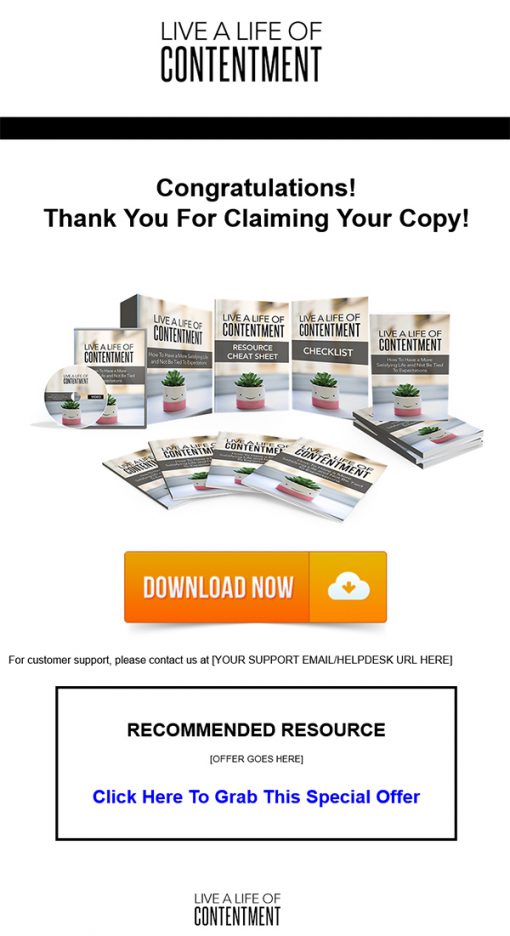 Live a Life of Contentment Ebook and Videos MRR