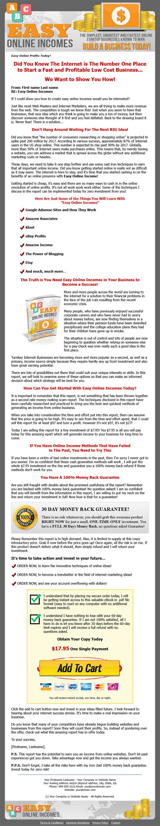 Easy Online Incomes Report MRR