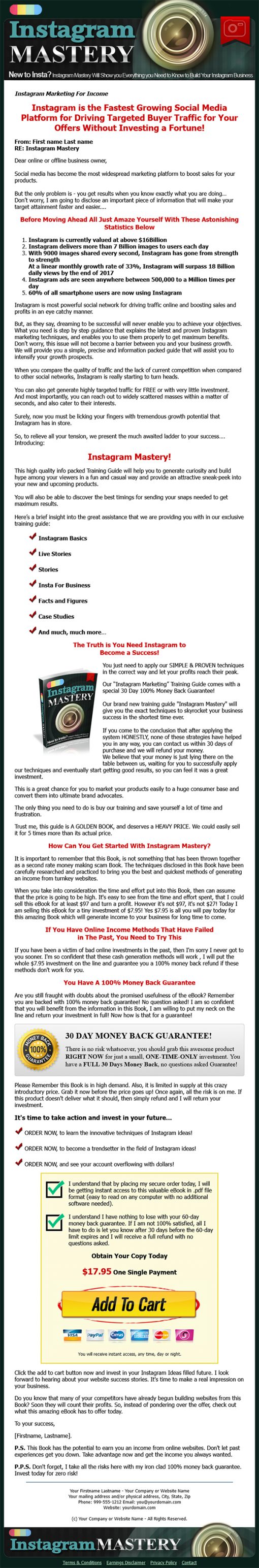 Instagram Mastery Ebook MRR