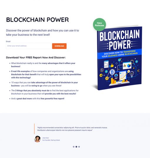 Blockchain Power PLR Ebook Squeeze Page